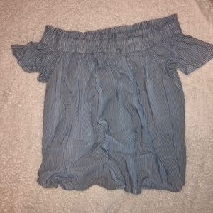 Off the shoulder striped shirt